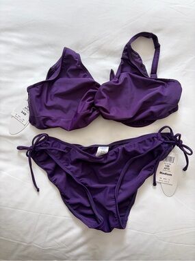 Women's Sunsets Purple Tie-Side Bikini Set - Medium, 34D